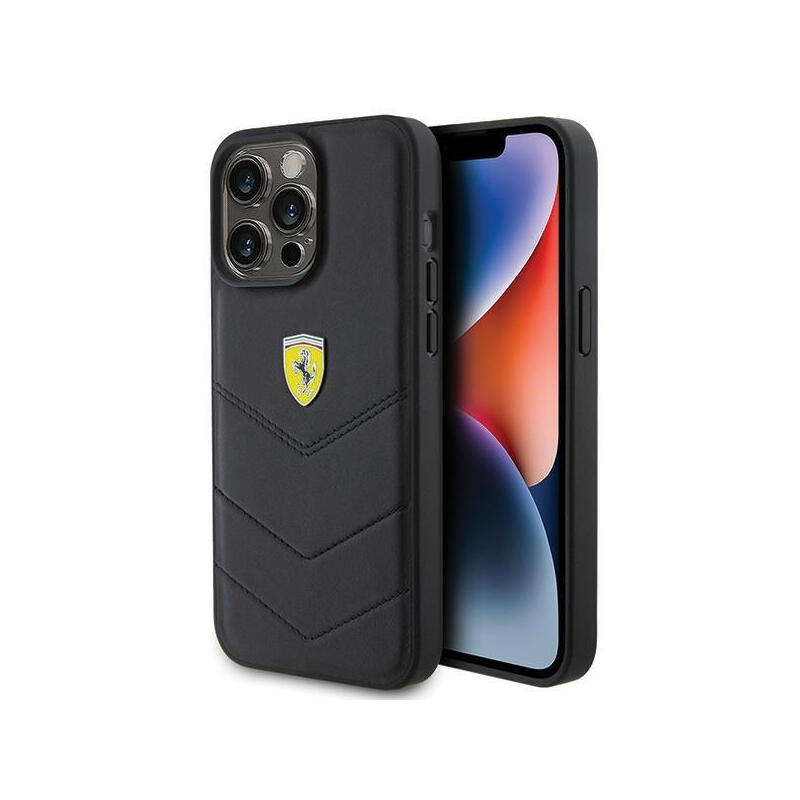 ferrari-fehcp15xrduk-iphone-15-pro-max-67-negro-hardcase-quilted-metal-logo