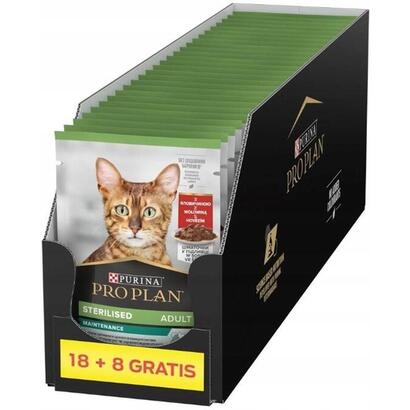 purina-pro-plan-sterilised-adult-maintenance-pieces-with-beef-in-sauce-comida-humeda-para-gatos-26x85g-18-8-gratis