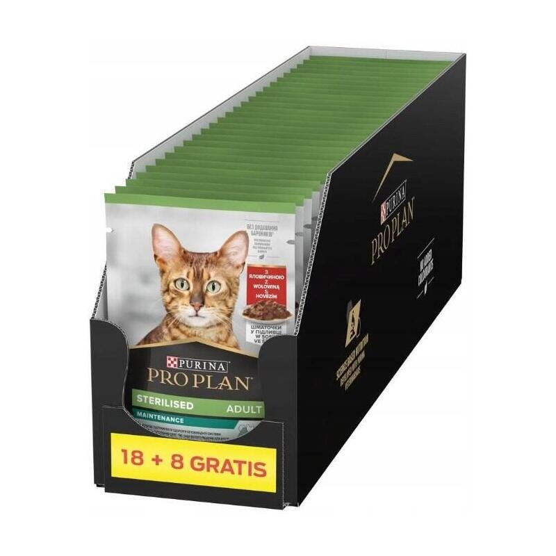 purina-pro-plan-sterilised-adult-maintenance-pieces-with-beef-in-sauce-comida-humeda-para-gatos-26x85g-18-8-gratis