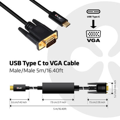 club3d-cac-1512-5-m-usb-tipo-c-vga-d-sub-negro