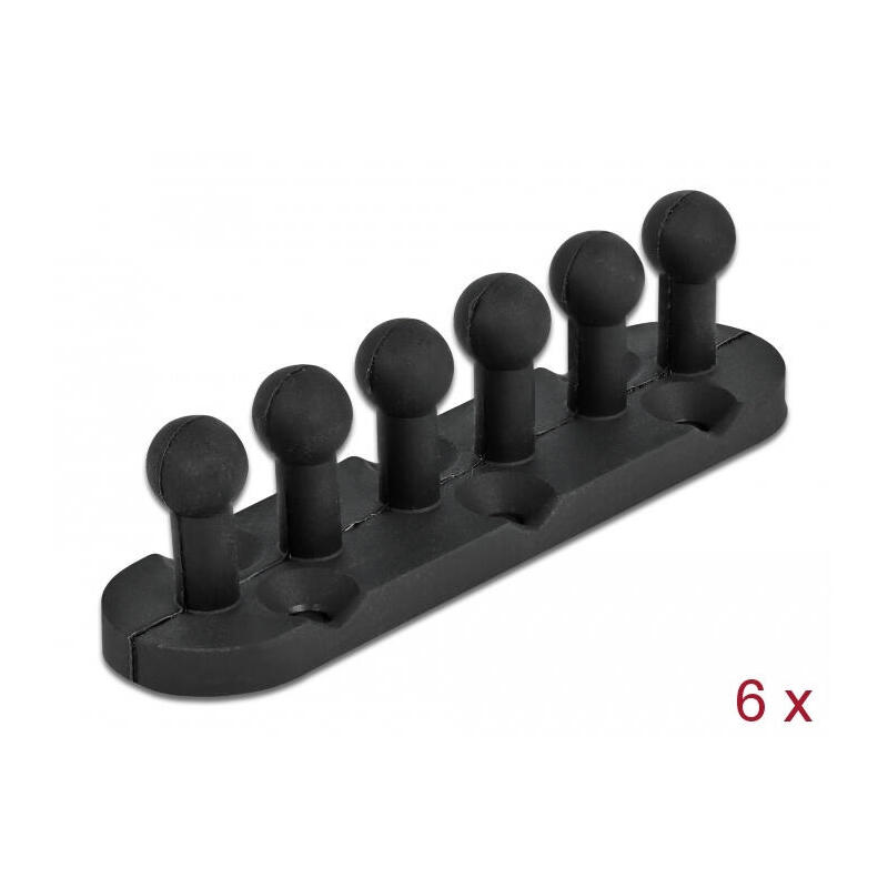 delock-kabelhalter-con-5-durchfuhrungen-autoadhesivo-6-piezas-negro