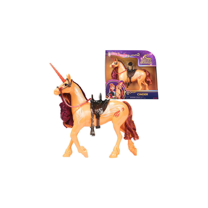 spin-master-unicorn-academy-unicorn-cinder-figura-de-juguete-de-28-cm-de-altura-con-melena-y-cola-reales-brida-extraible-silla-y
