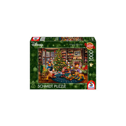 schmidt-spiele-thomas-kinkade-studios-disney-mickey-minnie-trimming-the-tree-1000-teile-58047