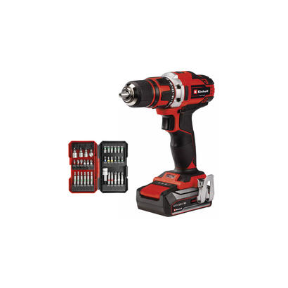 taladroatornillador-einhell-inalambricote-cd-1840-li-18-volt-rojonegro-1x-li-ion-akku-25ah-mit-bit-set-34-teilig-4326645