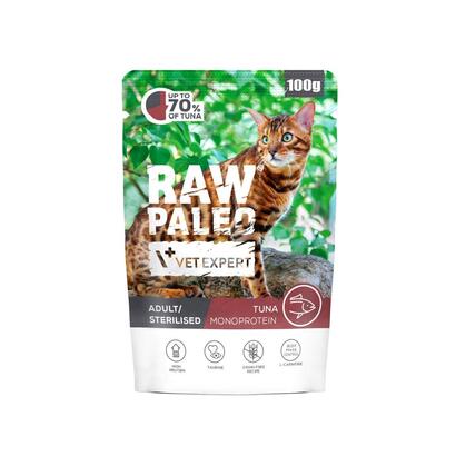 vetexpert-raw-paleo-adult-sterilised-tuna-comida-humeda-para-gatos-100g