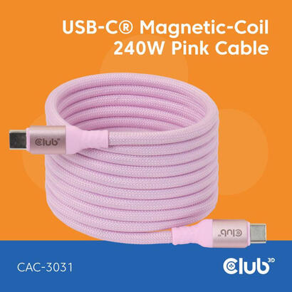 club3d-lifemyle-usb-c-magnetisches-cable-240w-2m-rosa-m-m