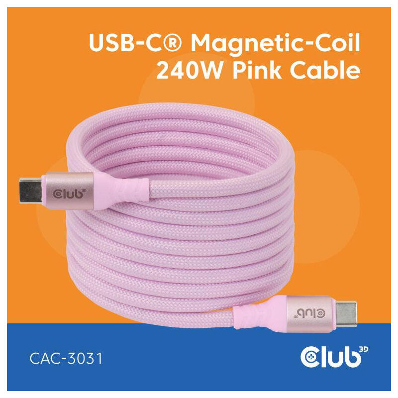 club3d-lifemyle-usb-c-magnetisches-cable-240w-2m-rosa-m-m club3d-lifemyle-usb-c-magnetisches-cable-240w-2m-rosa-m-m