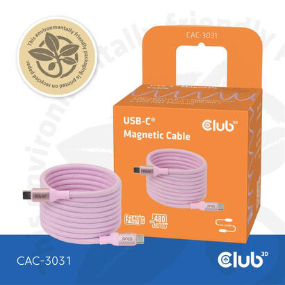 club3d-lifemyle-usb-c-magnetisches-cable-240w-2m-rosa-m-m club3d-lifemyle-usb-c-magnetisches-cable-240w-2m-rosa-m-m
