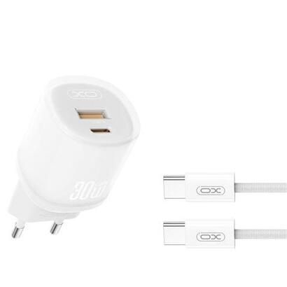 xo-l151-cargador-de-corriente-30w-usb-a-y-usb-c-gan-incluye-cable-usb-c-blanco