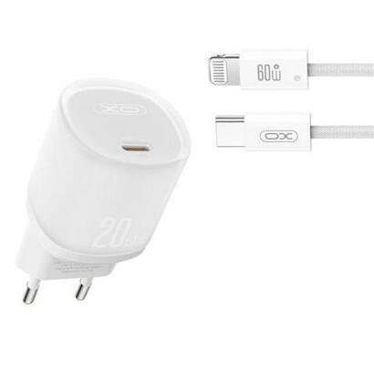 xo-l143-cargador-de-corriente-20w-usb-c-pd-30-y-qc-30-incluye-cable-usb-c-a-lightning-blanco