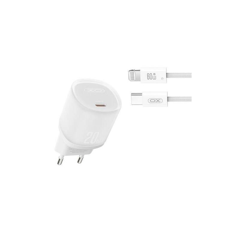 xo-l143-cargador-de-corriente-20w-usb-c-pd-30-y-qc-30-incluye-cable-usb-c-a-lightning-blanco