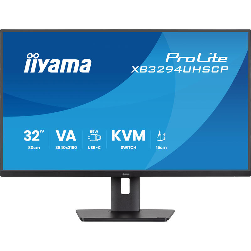 iiyama-xb3294uhscp-b1-32-va-panel-3840x2160-uhd-15cm-height-adj-stand-350cd-m-2ms-speakers-usb-c-dock-lan-kvm-95w-pd
