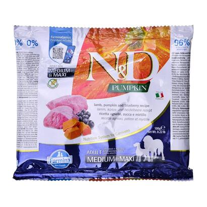 farmina-nd-pumpkin-lambblueberry-adult-mediummaxi-alimento-seco-para-perros-100-g
