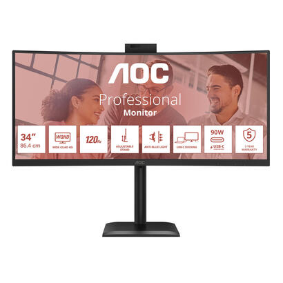 aoc-cu34e4cv-34-zoll-wqhd-curved-3440x1440-120-hz-2x-hdmi-20-dp-14-dp-usb-c-90-w-power-delivery-rj45-usb-hub-schwarz