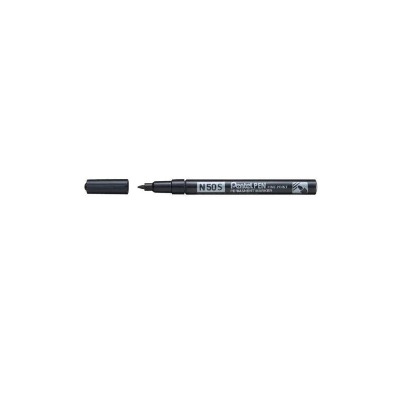 pack-de-12-unidades-pentel-pen-n50s-rotulador-permanente-punta-fina-318mm-resistente-a-agua-y-luz-negro