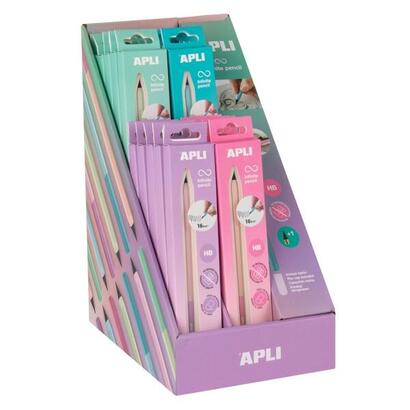 apli-infinite-pencil-nordik-expositor-con-20-packs-de-lapiz-infinito-hb-mina-de-recambio-tapon-protector-para