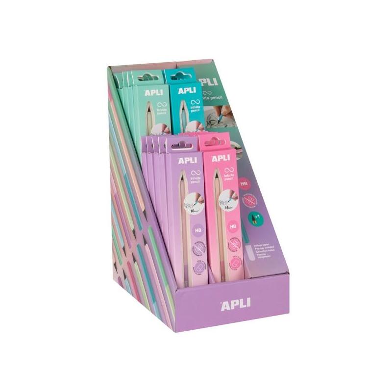 apli-infinite-pencil-nordik-expositor-con-20-packs-de-lapiz-infinito-hb-mina-de-recambio-tapon-protector-para