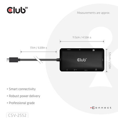 hub-club3d-csv-2552-de-interfaz-usb-tipo-c-5000-mbits-negro