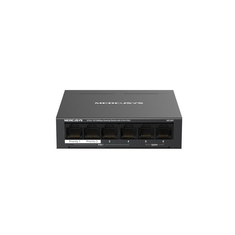 switch-poe-no-gestionable-mercusys-ms106p-6p-6xrj45-100mbps-poe-40w-250m