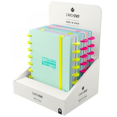 carchivo-agenda-de-discos-ingeniox-sin-fecha-a5-80h-100gr-sv-neon-pastel-expositor-6-ud