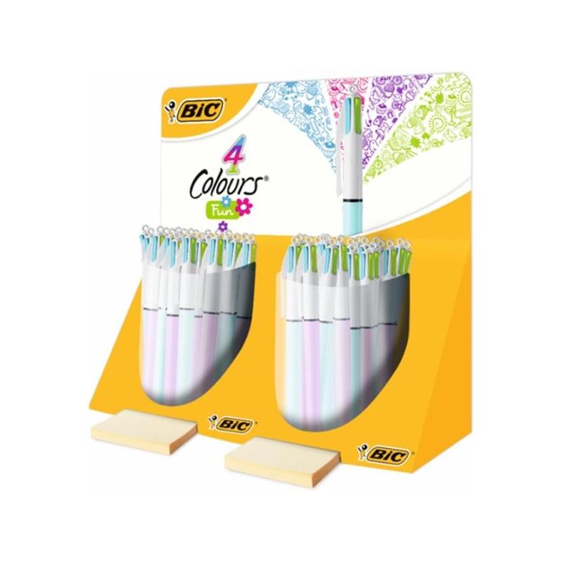 bic-4-colours-fun-expositor-con-40-boligrafos-de-bola-retractil-punta-media-de-10mm-tinta-con-base-de-aceite-