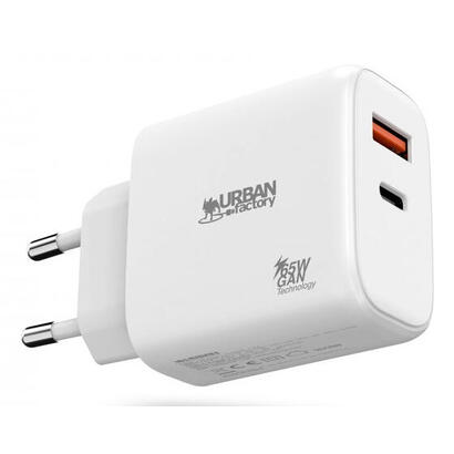 cargador-urban-factory-powee-usb-c-gan-de-65w-1-puerto-usb-c-de-45w-1-puerto-usb-a-de-18w-carga-rapida-color