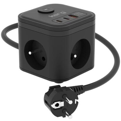 kerg-smart-enchufe-multiple-de-3-tomas-cargador-usb-ausb-c-15-m-315-mm2-h05vv-f-16-a250-v