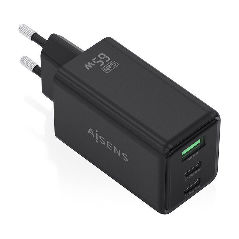 aisens-cargador-gan-65w-2xusb-c-pd30-qc40-1xusb-a-qc30-negro