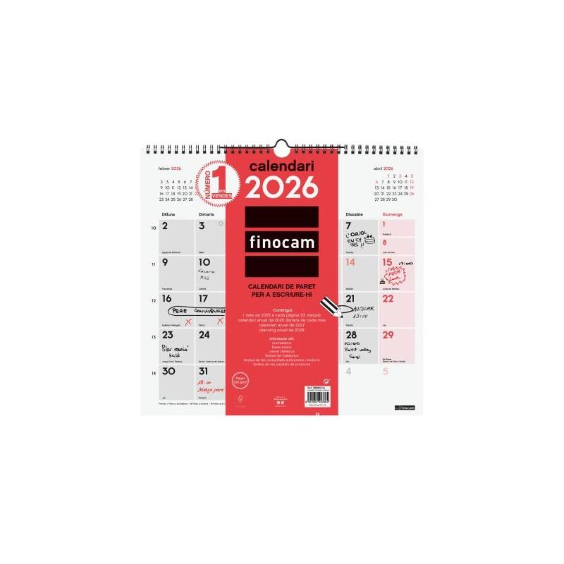finocam-calendario-de-pared-en-catalan-anual-2026-340x5x330mm-espacio-para-escribir-blanco-y-rojo