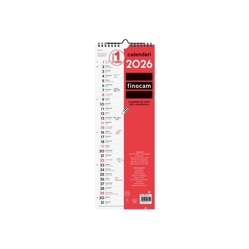 finocam-calendario-de-pared-en-catalan-anual-2026-155x5x440mm-espacio-para-escribir-blanco-y-rojo