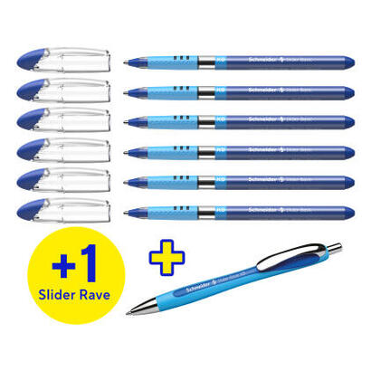 schneider-boligrafo-slider-basic-xb-rave-6er-azul