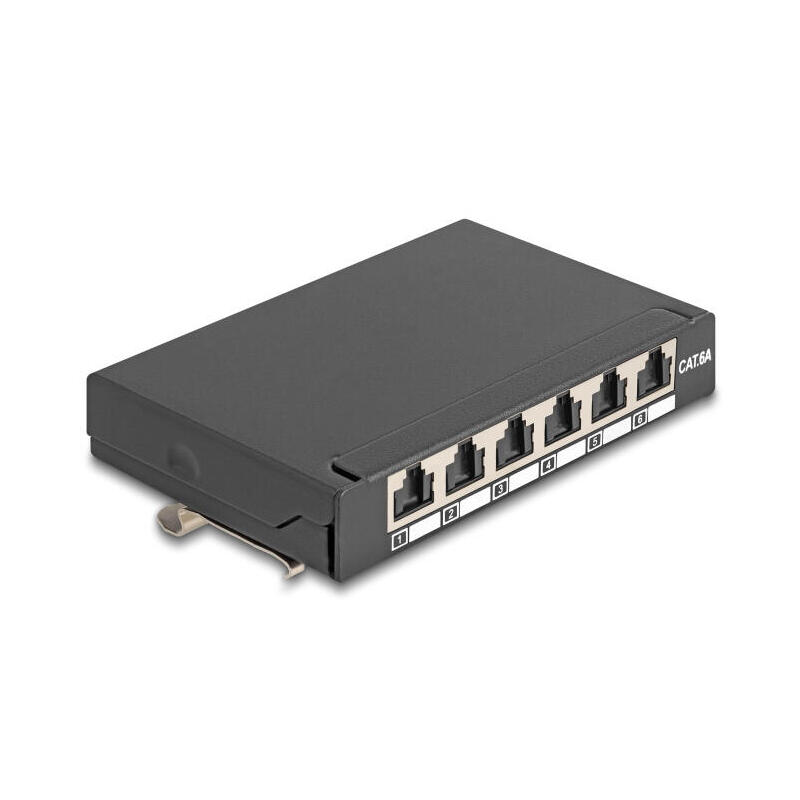 delock-mini-desktop-patchpanel-rj45-hembra-6-port-cat6a-geschirmt-negro