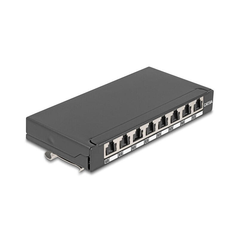 delock-mini-desktop-patchpanel-rj45-hembra-8-port-cat6a-geschirmt-negro