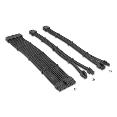 delock-psu-cable-de-extension-set-30-cm-6-teilig-sleeved-con-kabelkammen