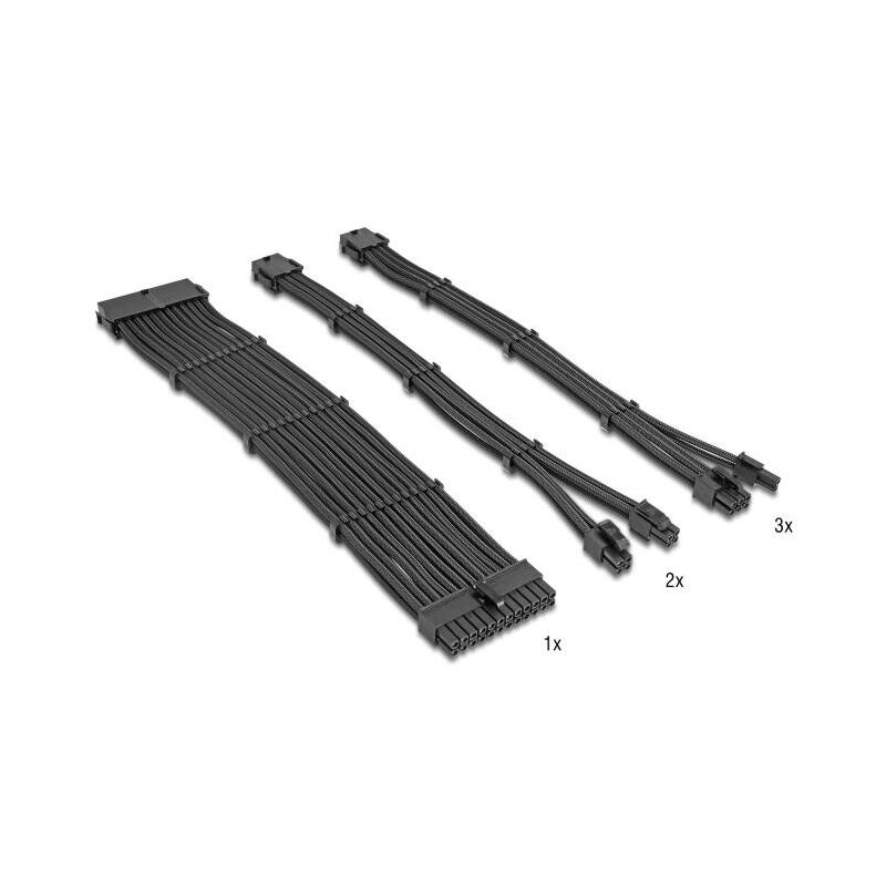 delock-psu-cable-de-extension-set-30-cm-6-teilig-sleeved-con-kabelkammen