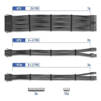 delock-psu-cable-de-extension-set-30-cm-6-teilig-sleeved-con-kabelkammen