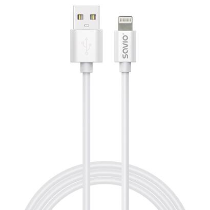 savio-cl-193-cable-usb-usb-20-2-m-usb-a-usb-clightning-blanco