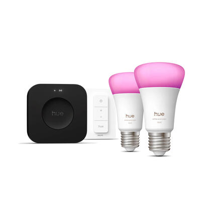 philips-hue-white-and-color-ambiance-kit-de-inicio-2-bombillas-inteligentes-e27-regulador-de-intensidad-hue-bridge-pro