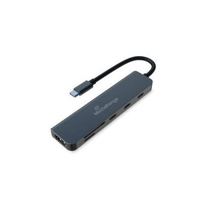 mediarange-hub-usb-c-6-in-1-multiport-adaptador-plata