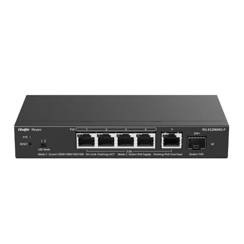switch-gestionable-l2-ruijie-rg-es206mg-p-6p-5xrj45-25gb-1xsfp-10ge-4xpoe-70w-gestion-en-la-nube
