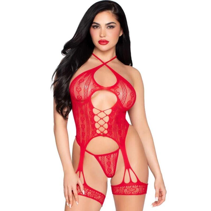 leg-avenue-89338-set-body-abierto-con-liguero-tanga-de-encaje-rojo-talla-unica