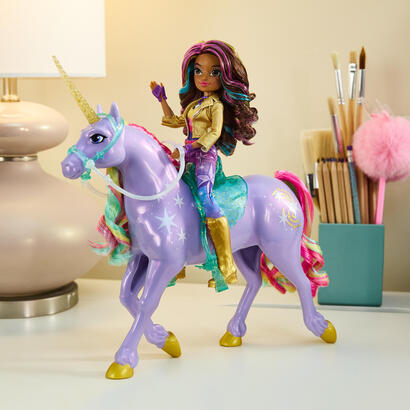 spinmaster-unicorn-academy-einhorn-wildstar-28-cm-gross-mit-echter-mahne-und-schweif-abnehmbarem-zaumzeug-sattel-und-burste-6072
