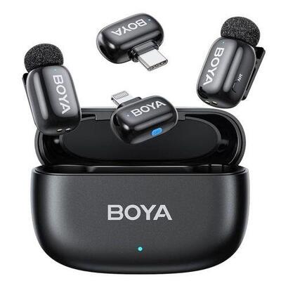 boya-microphone-wireless-mini-2-01-24ghz-with-2-transmitters-and-2-receivers-type-c-and-lightning-black-eu