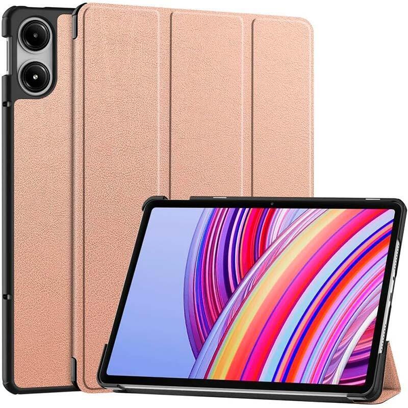 funda-inteligente-xiaomi-redmi-pad-pro-poco-pad-121-con-soporte-dorado-rosa