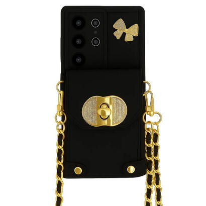 funda-cartera-cadenas-colgantes-coquette-samsung-galaxy-a16-negro