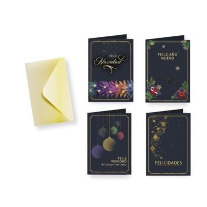 pack-de-24-unidades-bismark-tarjeta-de-felicitacion-navideaa-foil-green-con-sobre-4-diseaos-diferentes