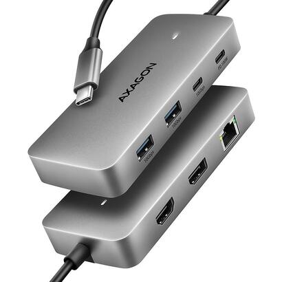 axagon-hub-usb-hmc-cub83x2-usb-10gbps-hub-2x-usb-a-usb-c-hdmi-dp-4k144hz-rj-45-glan-pd-100w-kabel-usb-c-15cm-alambrico-usb-32-ge