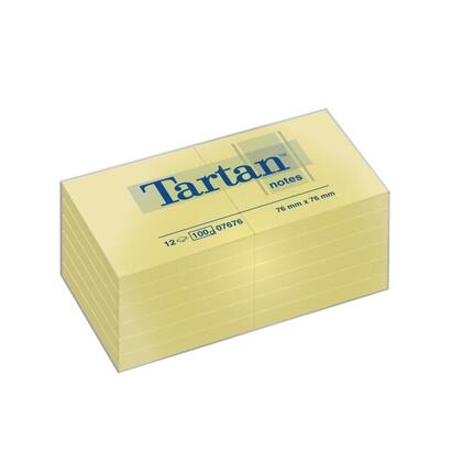 tartan-pack-de-12-blocs-de-100-notas-adhesivas-reposicionables-76x76mm-100-pefc-amarillo-claro