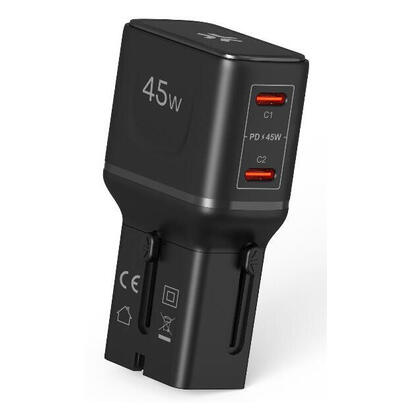 celly-multiplugsl45w-cargador-de-dispositivo-movil-auriculares-smartphone-tableta-negro-corriente-alterna-carga-rapida-interior