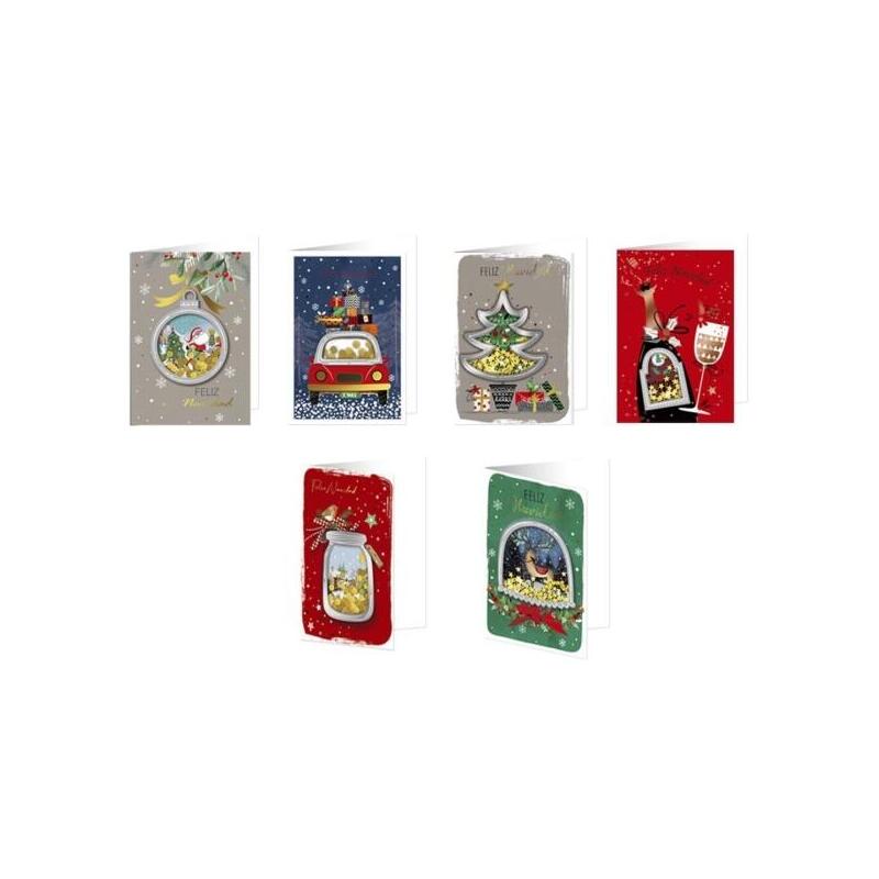 pack-de-24-unidades-bismark-tarjeta-de-felicitacion-navideaa-con-sobre-decorada-con-confetti-6-diseaos-diferentes